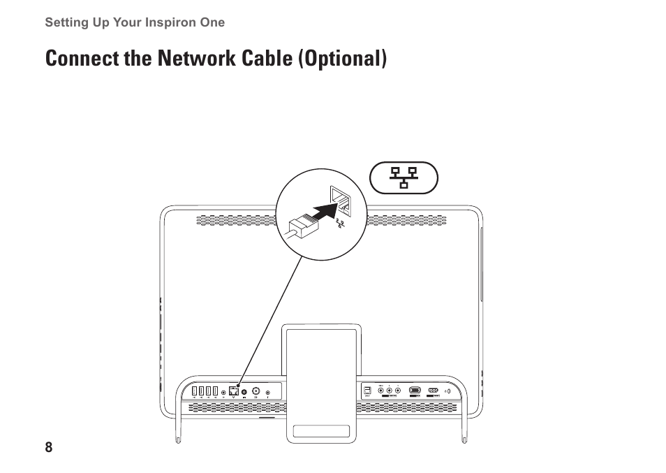 Connect the network cable (optional) | Dell Inspiron One 2310 (Late 2010) User Manual | Page 10 / 92