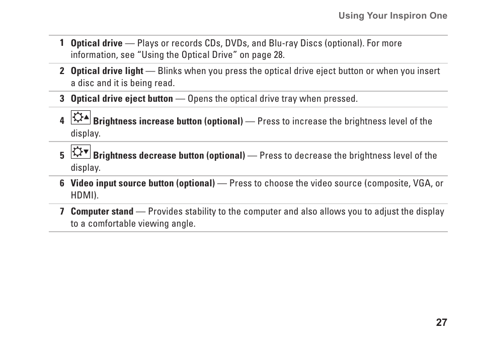 Dell Inspiron One 2310 (Late 2010) User Manual | Page 29 / 92