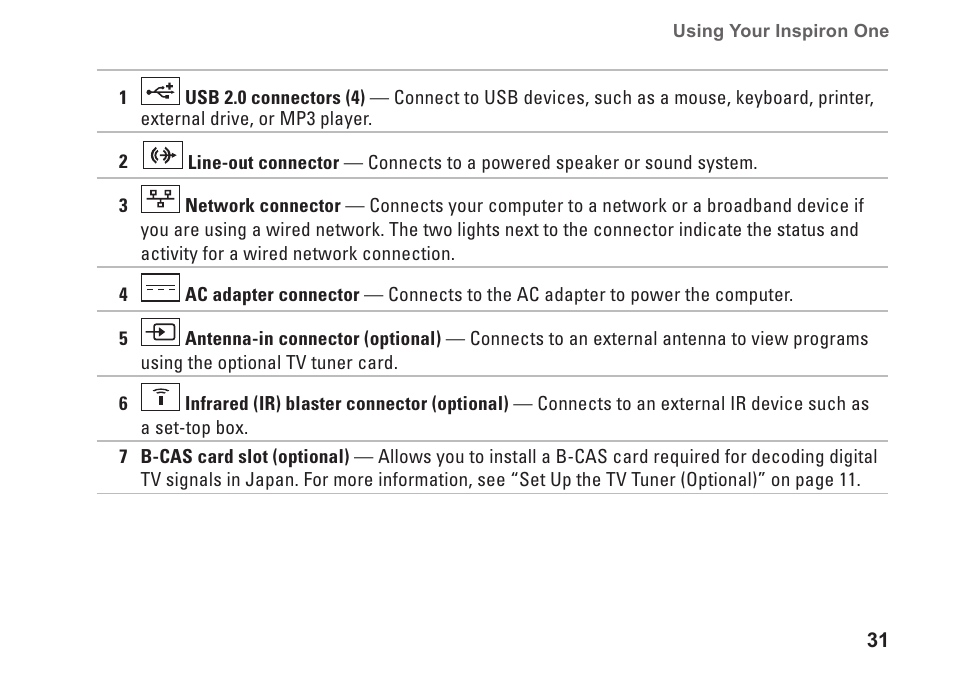 Dell Inspiron One 2310 (Late 2010) User Manual | Page 33 / 92