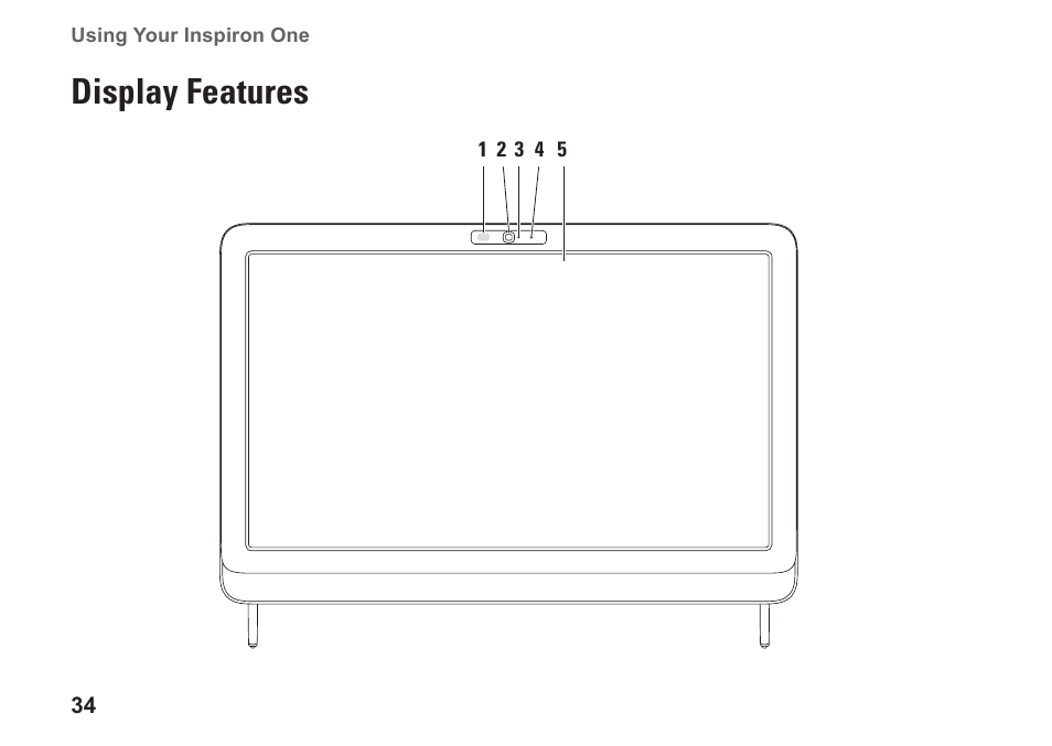 Display features | Dell Inspiron One 2310 (Late 2010) User Manual | Page 36 / 92