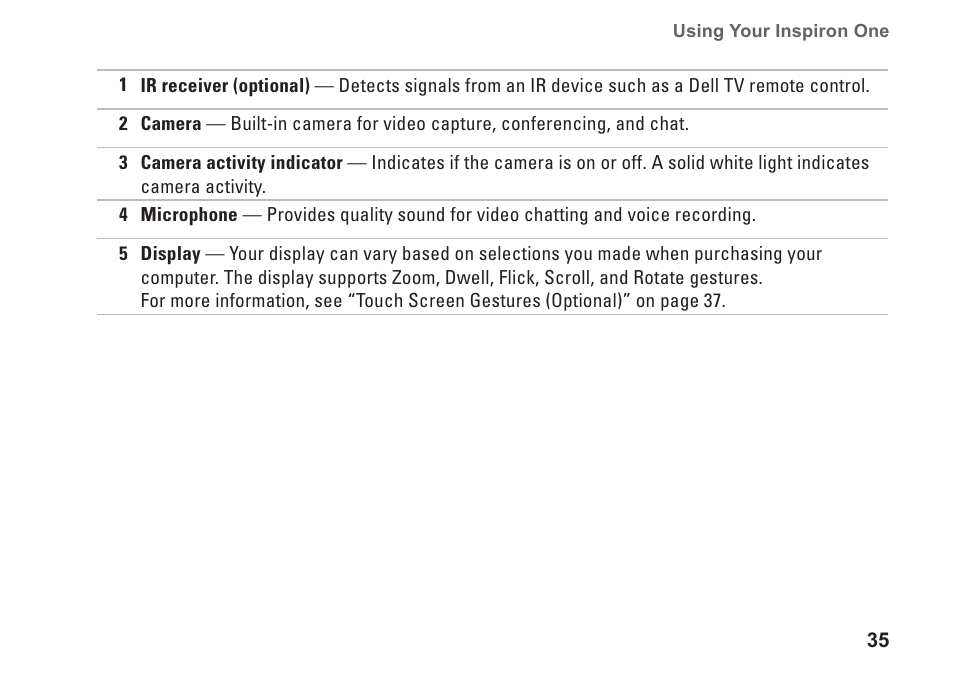 Dell Inspiron One 2310 (Late 2010) User Manual | Page 37 / 92