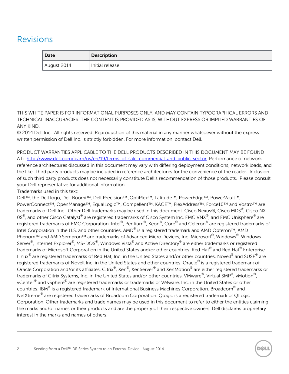 Revisions | Dell DR4000 User Manual | Page 2 / 15