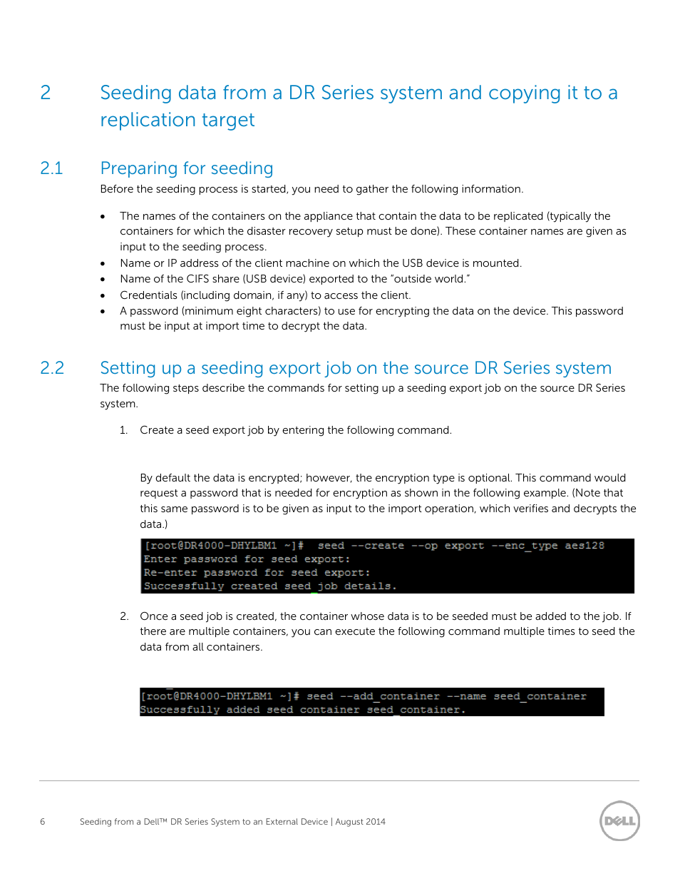 1 preparing for seeding, Preparing for seeding | Dell DR4000 User Manual | Page 6 / 15