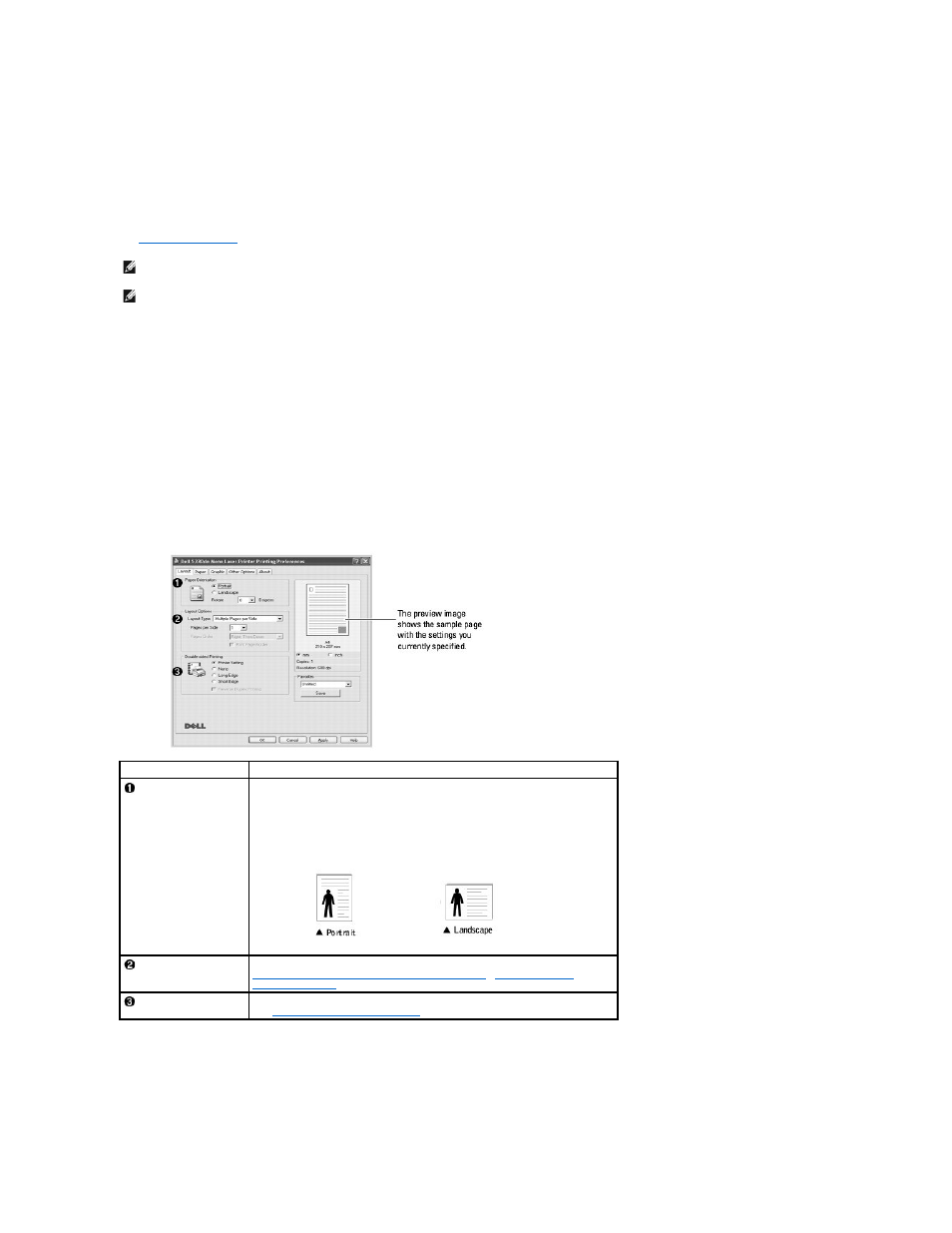 Printer settings, Layout tab, Paper tab | Dell 5330dn Workgroup Mono Laser Printer User Manual | Page 87 / 127
