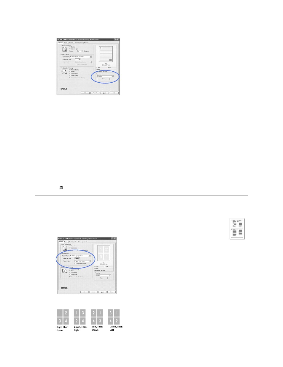 Printing multiple pages on one sheet of the paper, Using help | Dell 5330dn Workgroup Mono Laser Printer User Manual | Page 91 / 127
