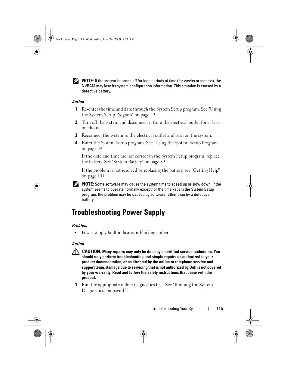 Troubleshooting power supply | Dell PowerEdge T100 User Manual | Page 115 / 160