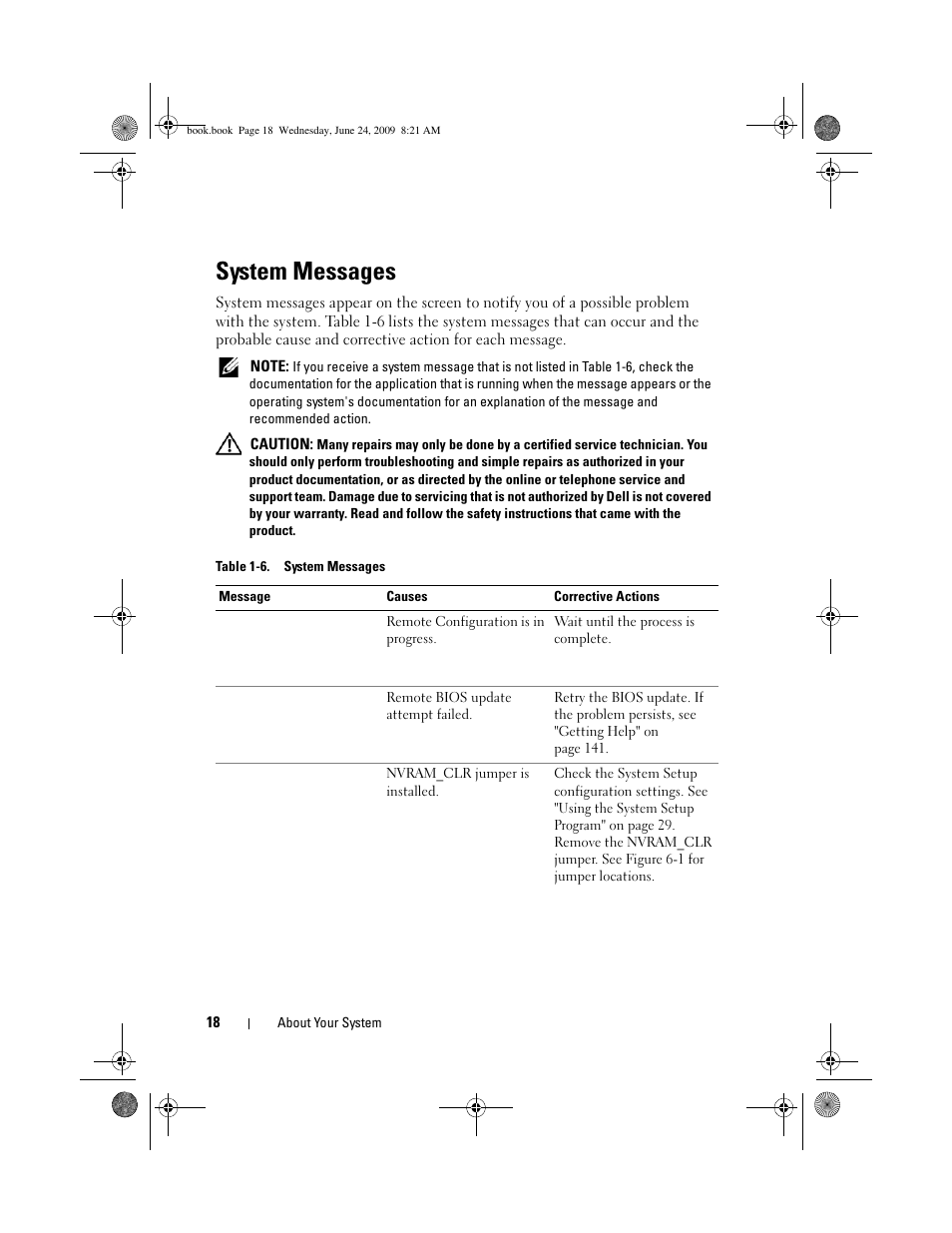 System messages | Dell PowerEdge T100 User Manual | Page 18 / 160