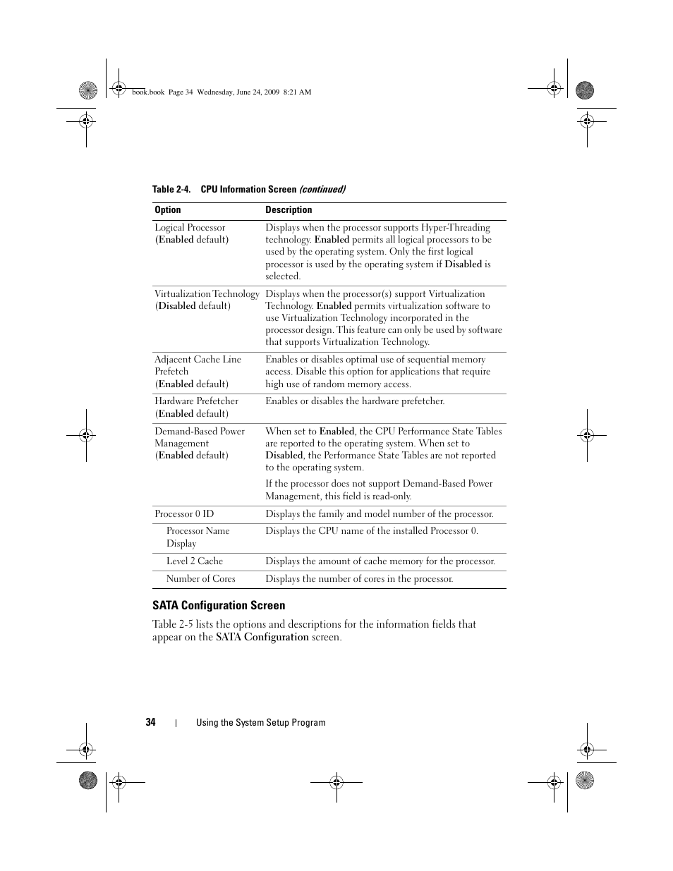 Sata configuration screen | Dell PowerEdge T100 User Manual | Page 34 / 160