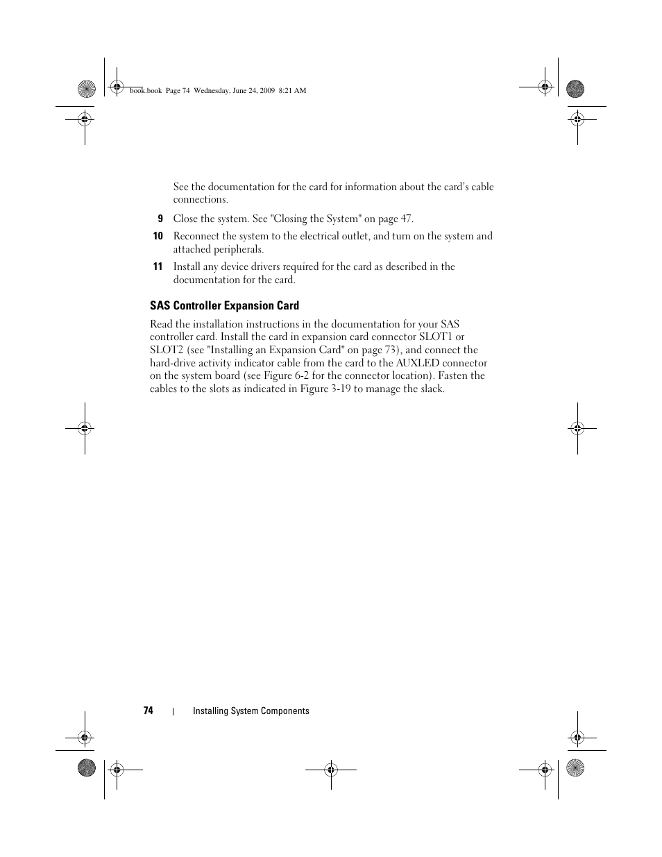 Sas controller expansion card | Dell PowerEdge T100 User Manual | Page 74 / 160