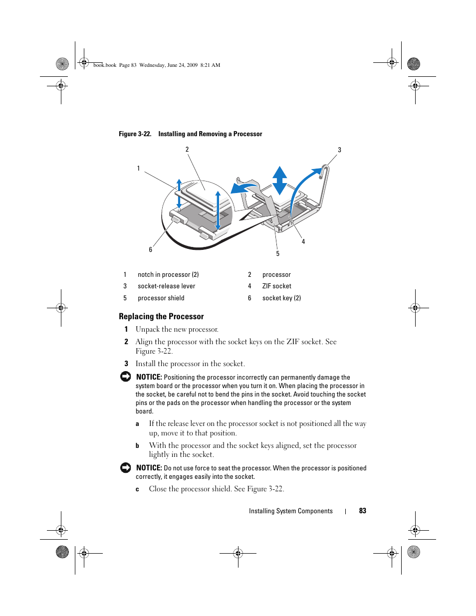 Replacing the processor | Dell PowerEdge T100 User Manual | Page 83 / 160