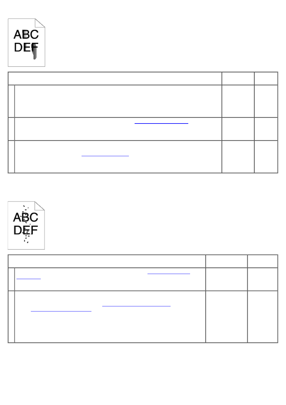Random spots/blurred images, The entire output is blank | Dell 3130cn Color Laser Printer User Manual | Page 191 / 308