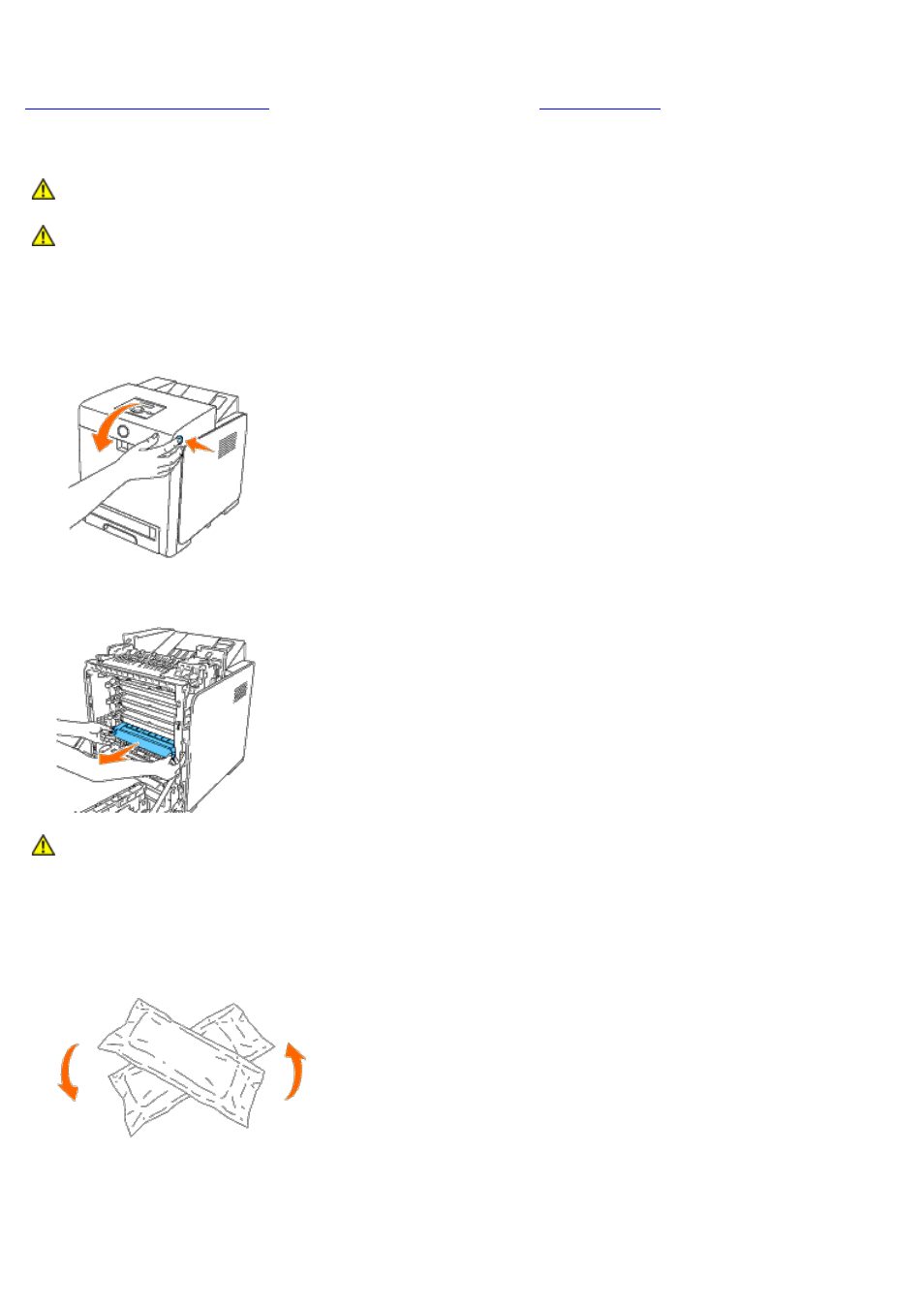 Installing a new print cartridge, Removing the used print cartridge | Dell 3130cn Color Laser Printer User Manual | Page 216 / 308