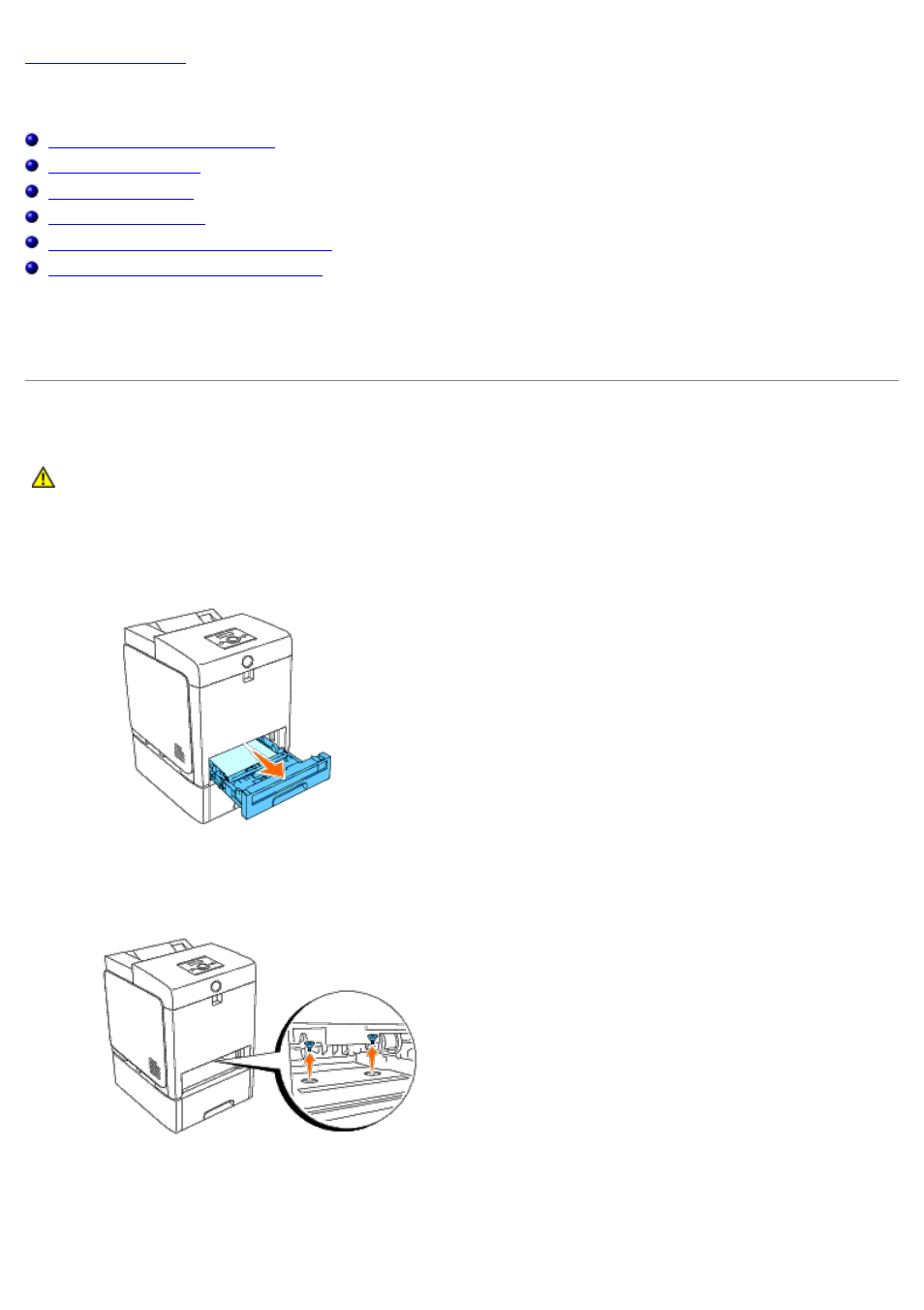 Removing options, Removing the 550 sheet feeder | Dell 3130cn Color Laser Printer User Manual | Page 230 / 308