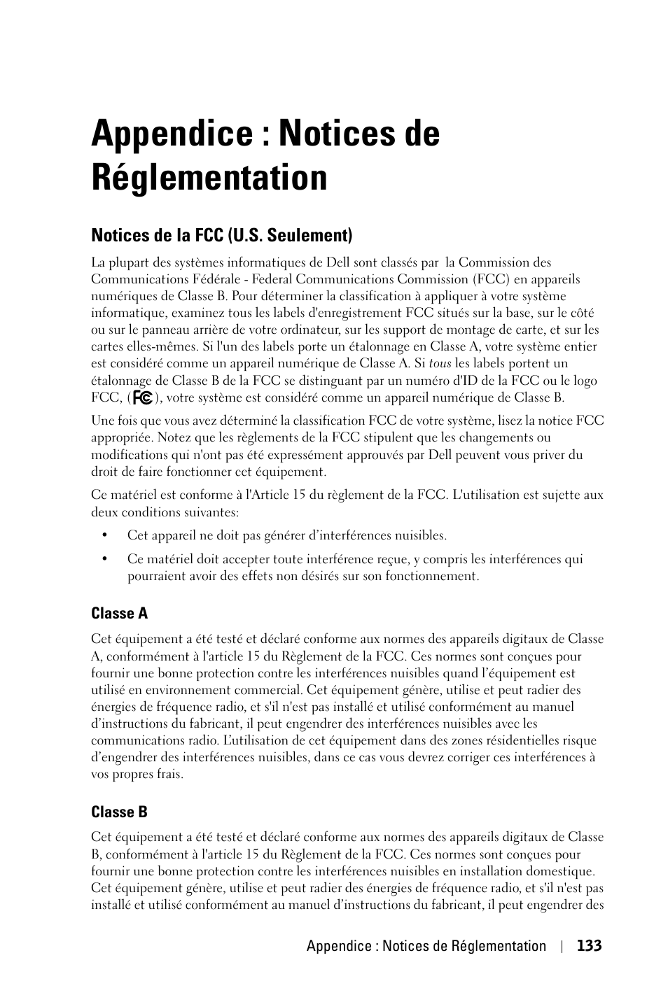 Appendice : notices de réglementation | Dell 3400MP Projector User Manual | Page 133 / 292
