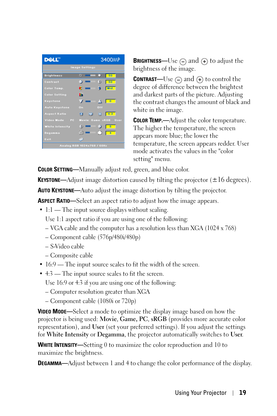 Dell 3400MP Projector User Manual | Page 19 / 292