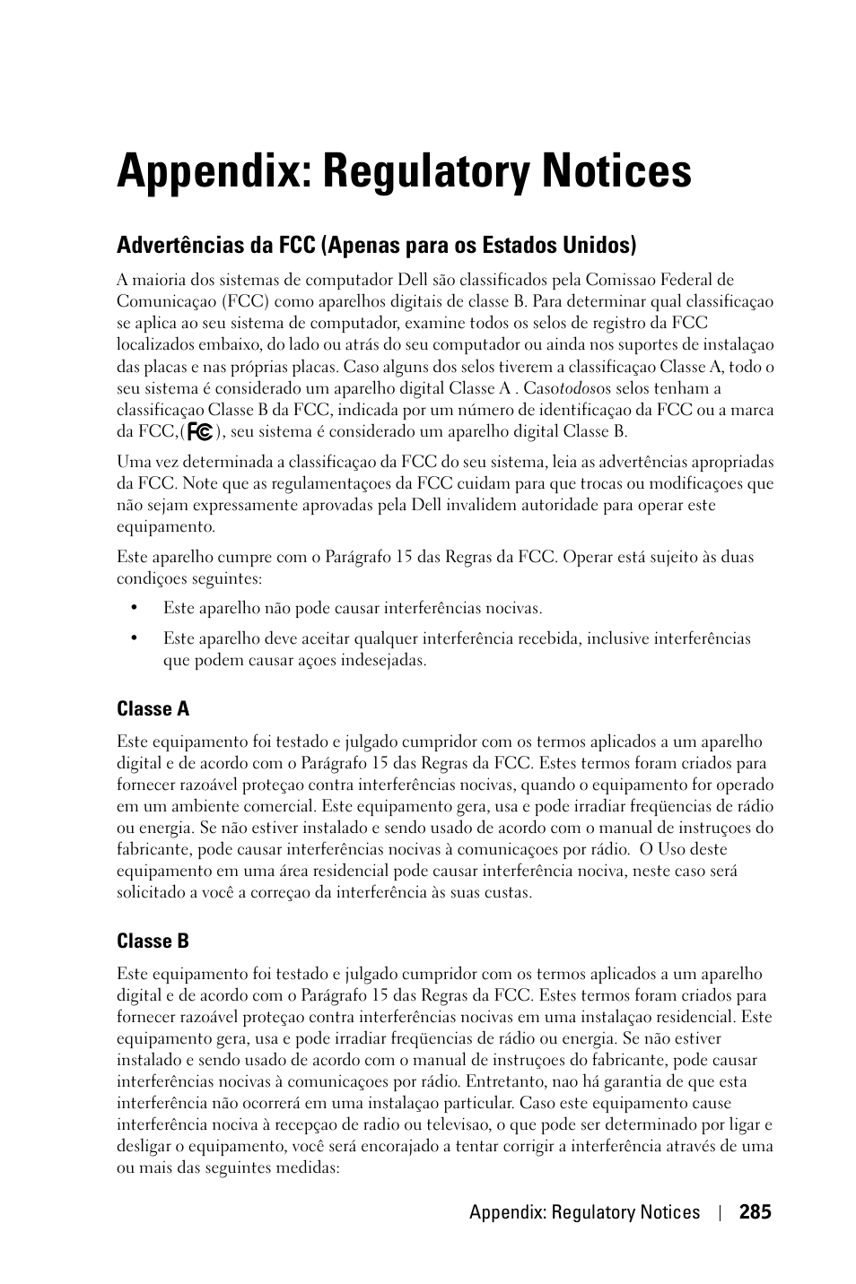 Appendix: regulatory notices | Dell 3400MP Projector User Manual | Page 285 / 292