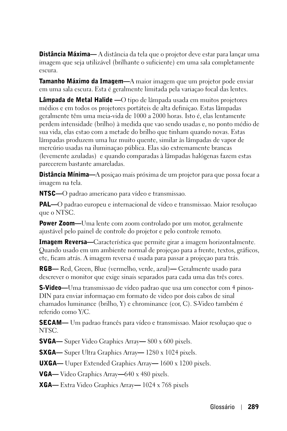Dell 3400MP Projector User Manual | Page 289 / 292
