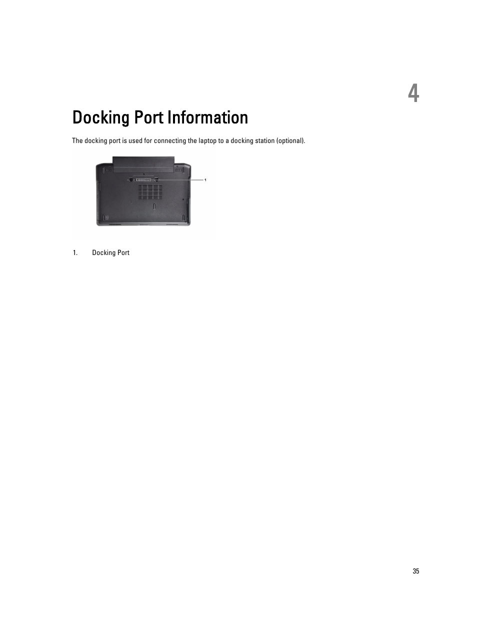 Docking port information, 4 docking port information | Dell Latitude E7240 (Mid 2013) User Manual | Page 35 / 59
