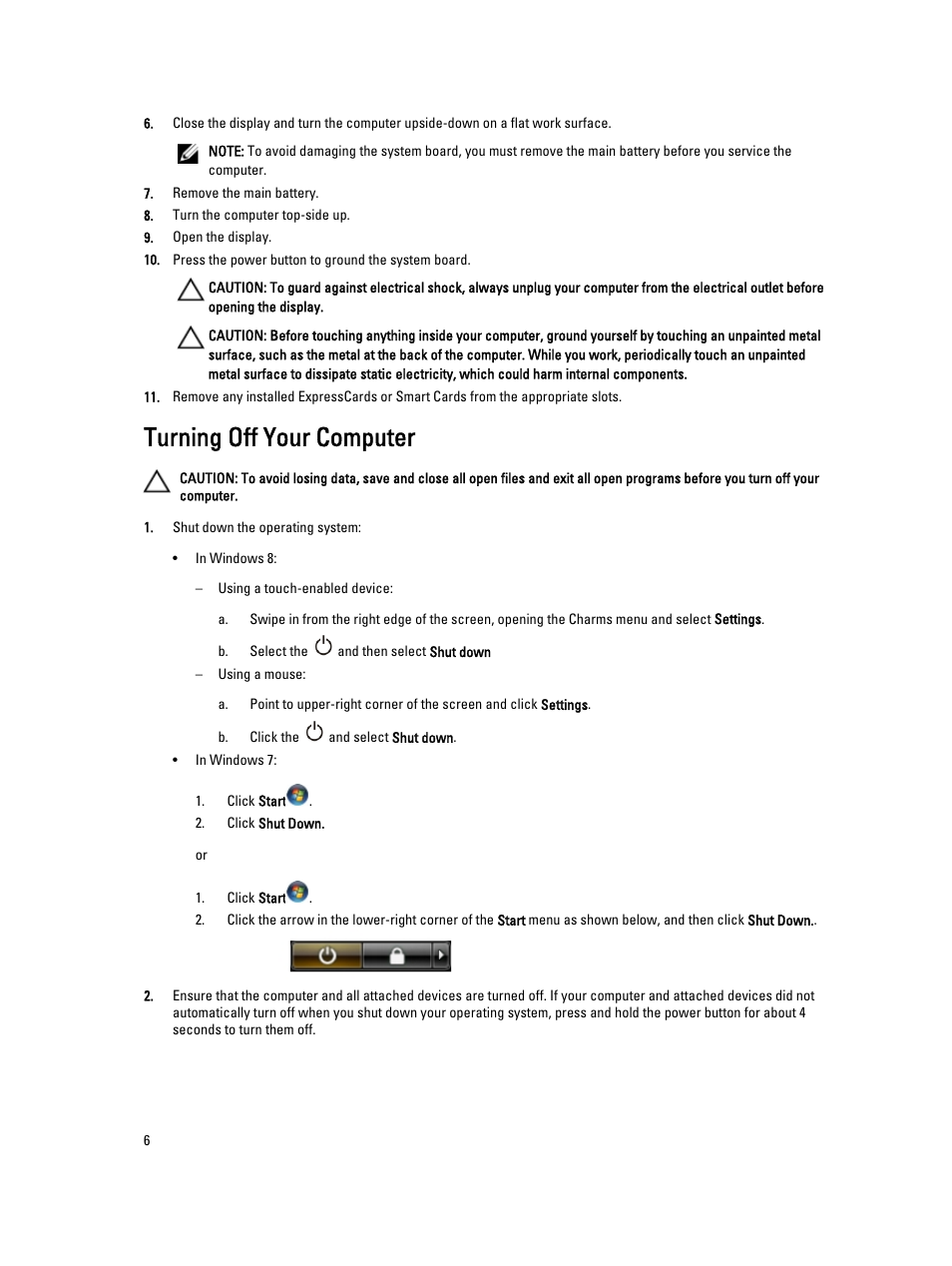 Turning off your computer | Dell Latitude E7240 (Mid 2013) User Manual | Page 6 / 59