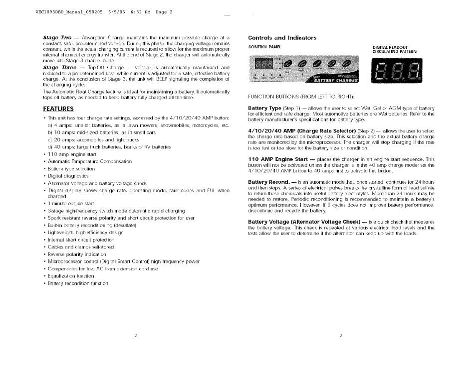 Features, Controls and indicators, S> » & & 0 | Black & Decker VEC1093DBD User Manual | Page 4 / 9