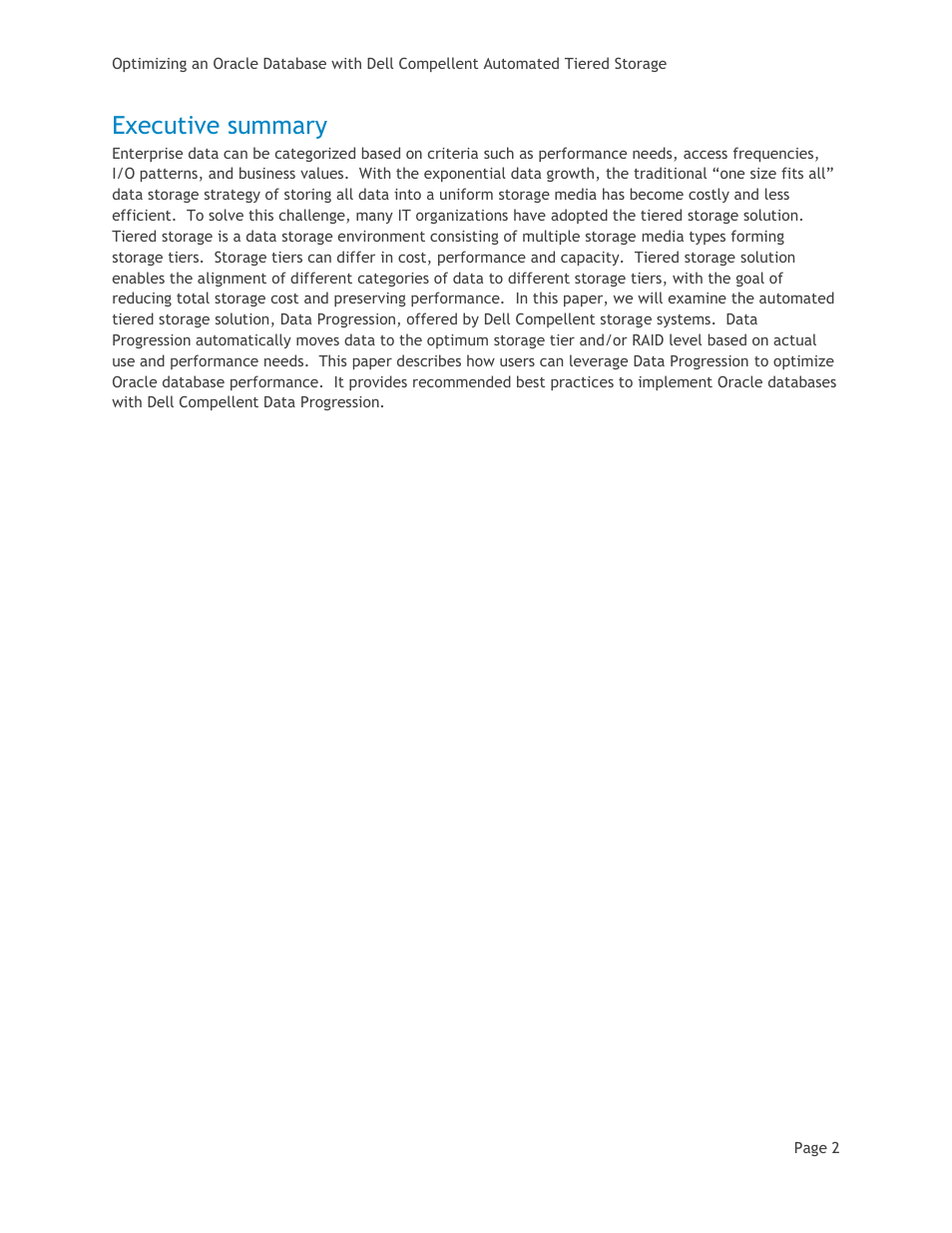Executive summary | Dell Compellent SC8000 Controller User Manual | Page 5 / 22