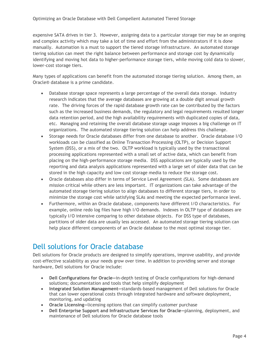 Dell solutions for oracle database | Dell Compellent SC8000 Controller User Manual | Page 7 / 22