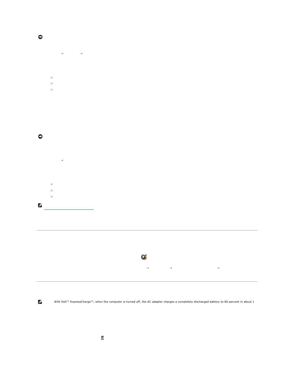 Configuring power management settings, Charging the battery, Hibernate mode | Dell Latitude D820 User Manual | Page 13 / 102