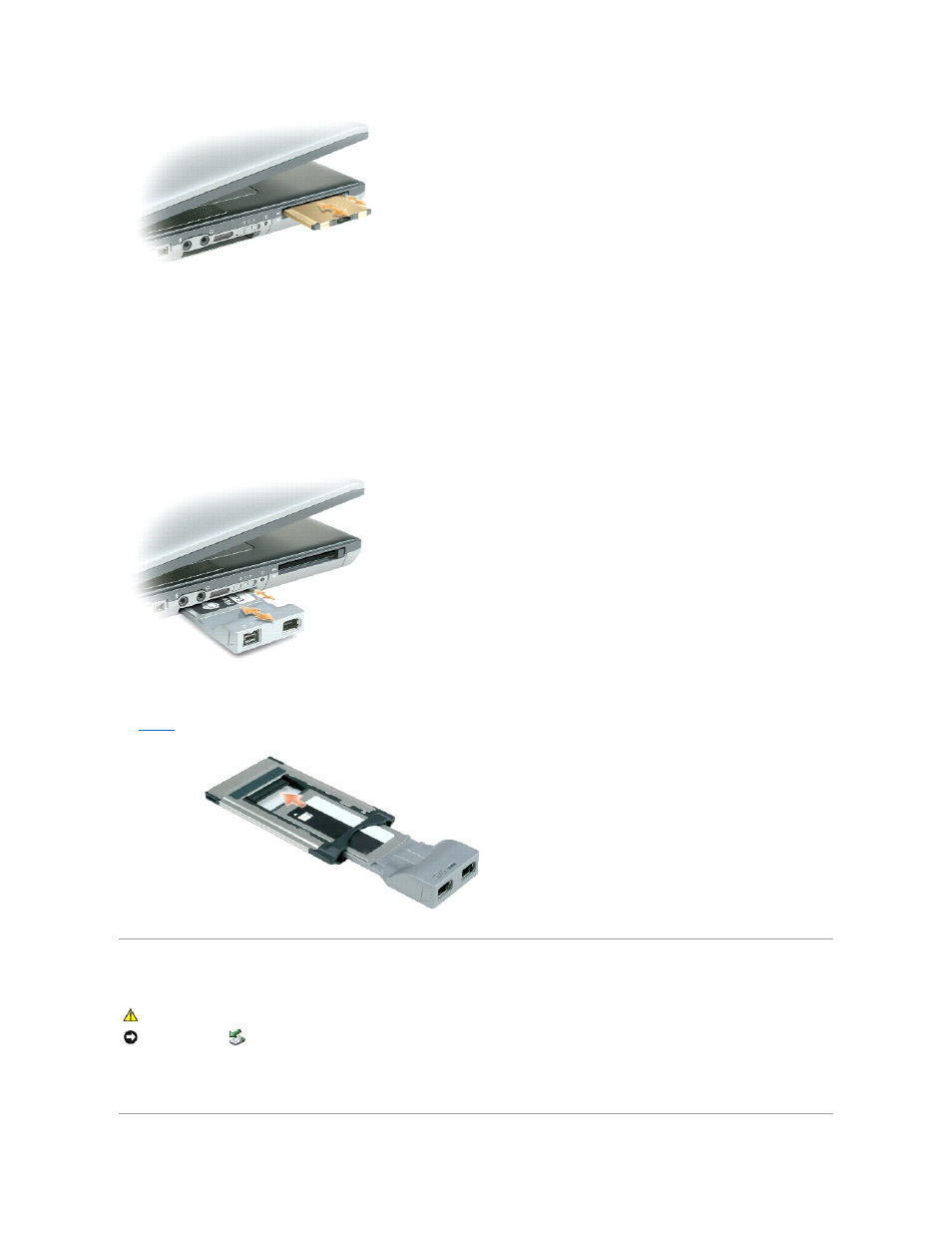 Removing a card or blank, To remove the blank, see, Expresscard | Dell Latitude D820 User Manual | Page 16 / 102