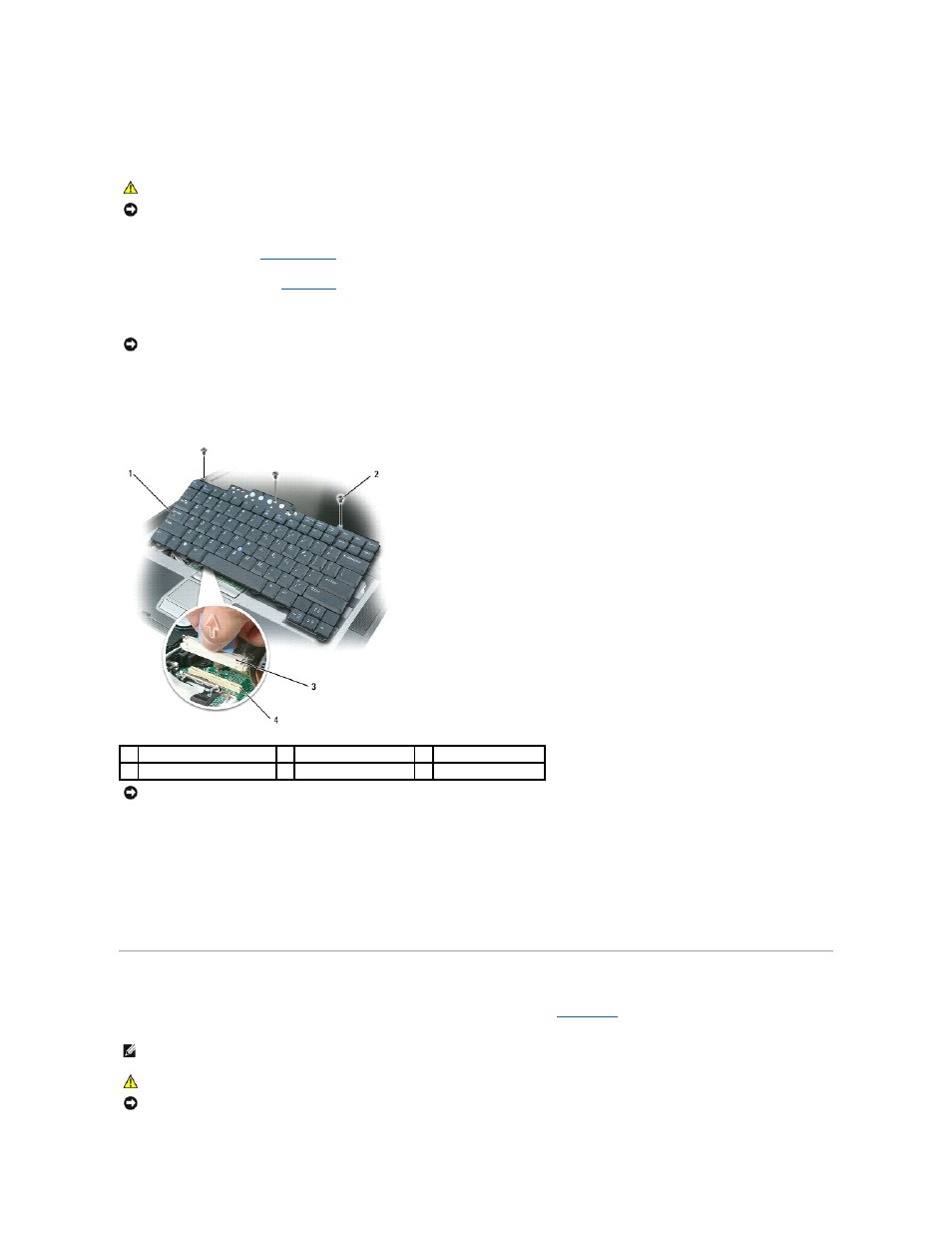 Memory, Keyboard | Dell Latitude D820 User Manual | Page 58 / 102