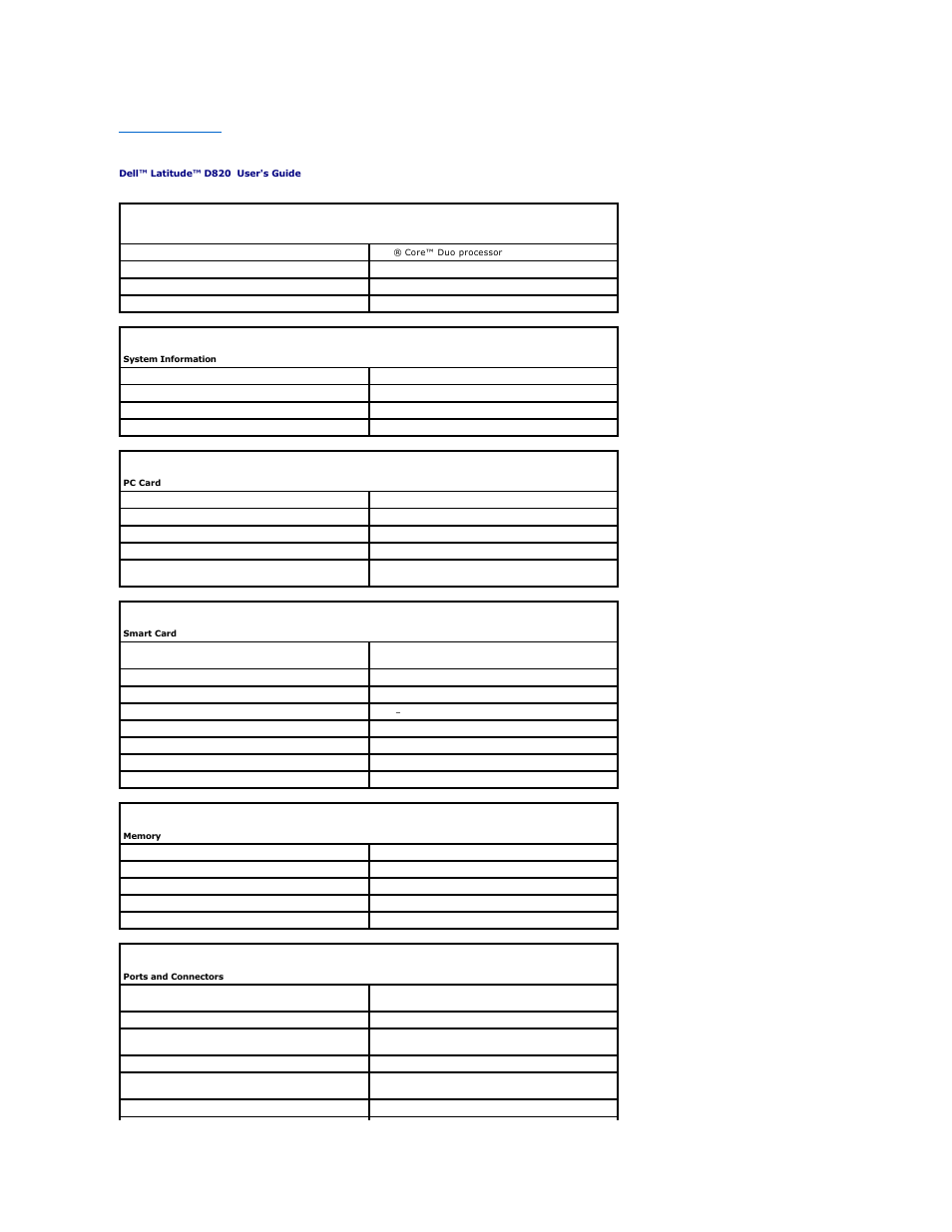Specifications | Dell Latitude D820 User Manual | Page 79 / 102