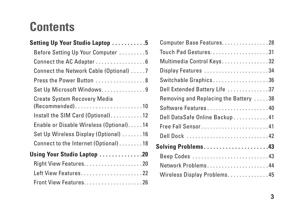 Dell Studio 1569 (Late 2009) User Manual | Page 5 / 90