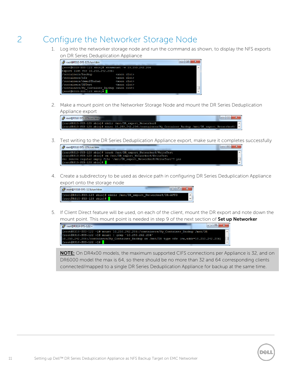 2 configure the networker storage node, Configure the networker storage node, 2configure the networker storage node | Dell PowerVault DR4100 User Manual | Page 11 / 33