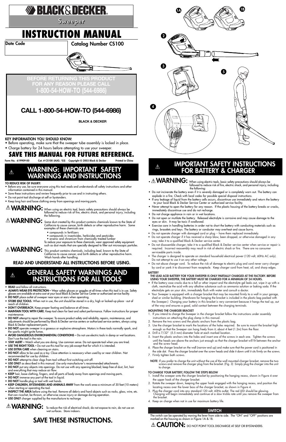 Black & Decker CS100 User Manual | 4 pages