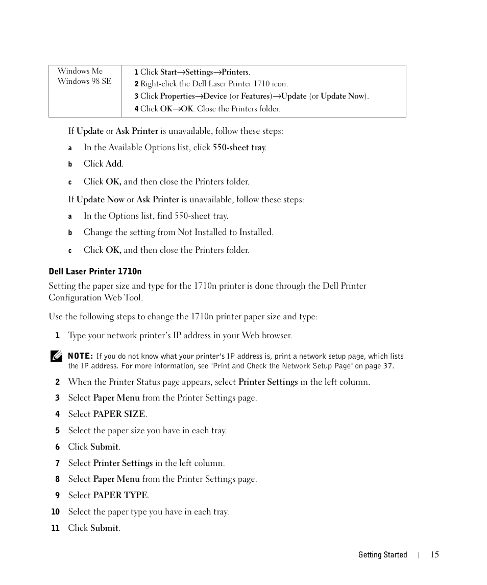 Dell 1710/n Mono Laser Printer User Manual | Page 15 / 108