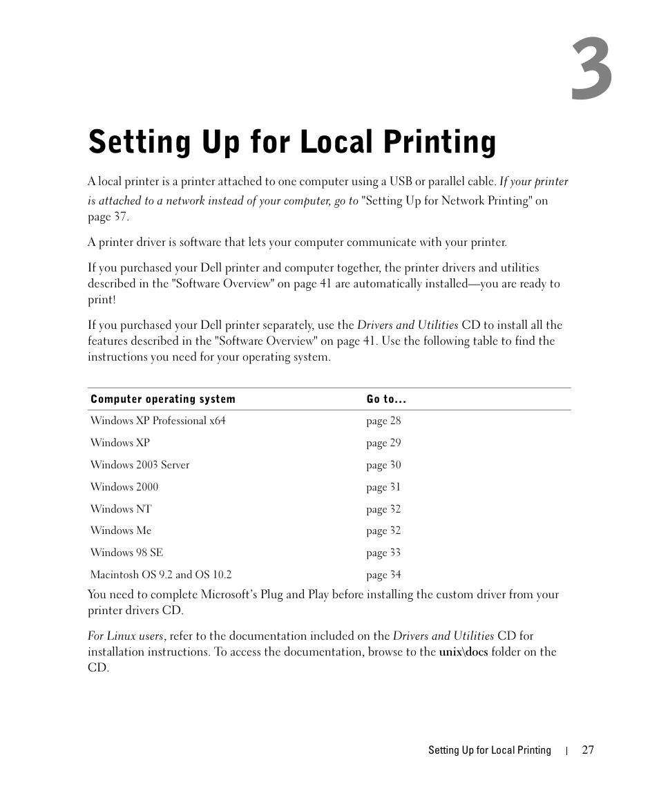 Setting up for local printing | Dell 1710/n Mono Laser Printer User Manual | Page 27 / 108