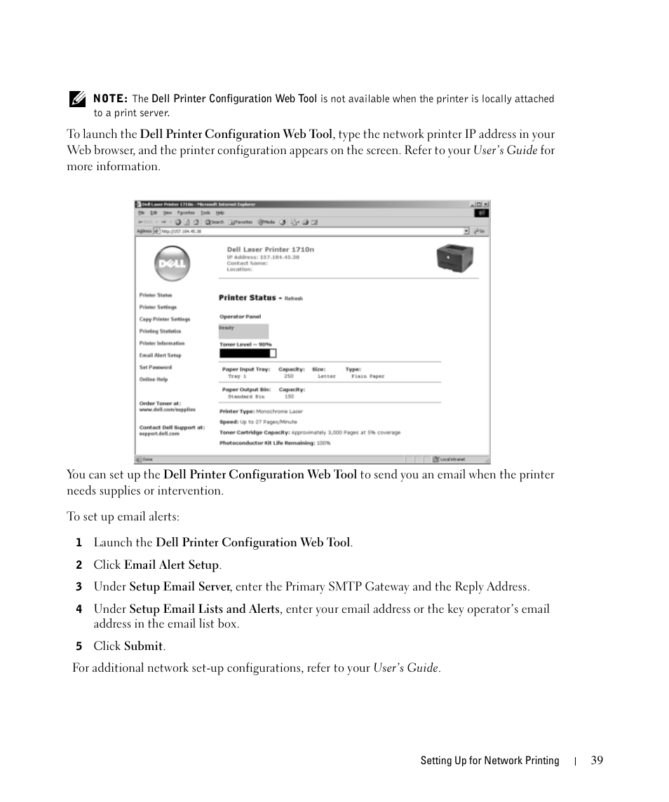 Dell 1710/n Mono Laser Printer User Manual | Page 39 / 108