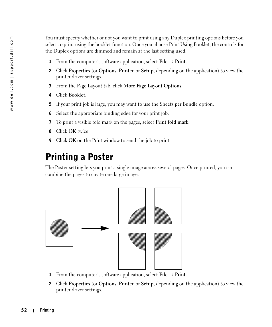 Printing a poster | Dell 1710/n Mono Laser Printer User Manual | Page 52 / 108