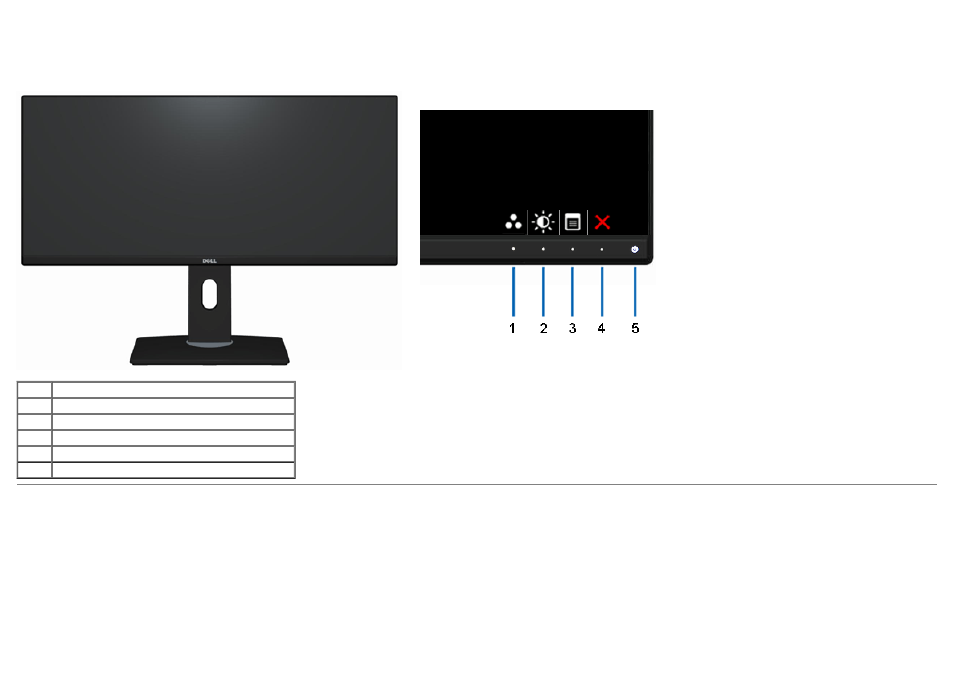 Identifying parts and controls, Front view | Dell U2913WM Monitor User Manual | Page 8 / 65