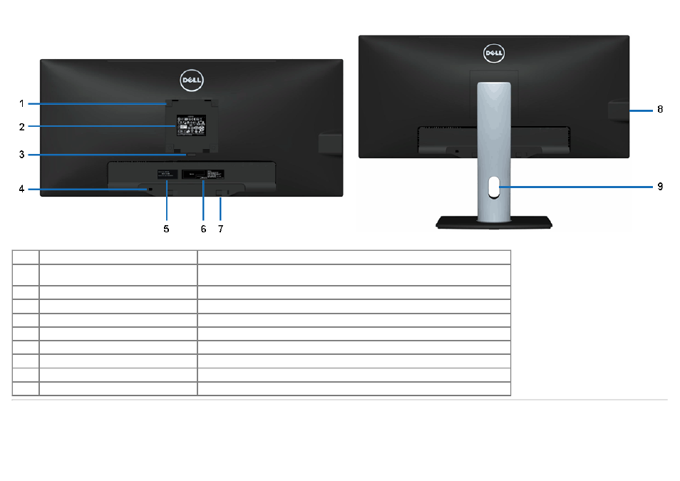 Back view | Dell U2913WM Monitor User Manual | Page 9 / 65