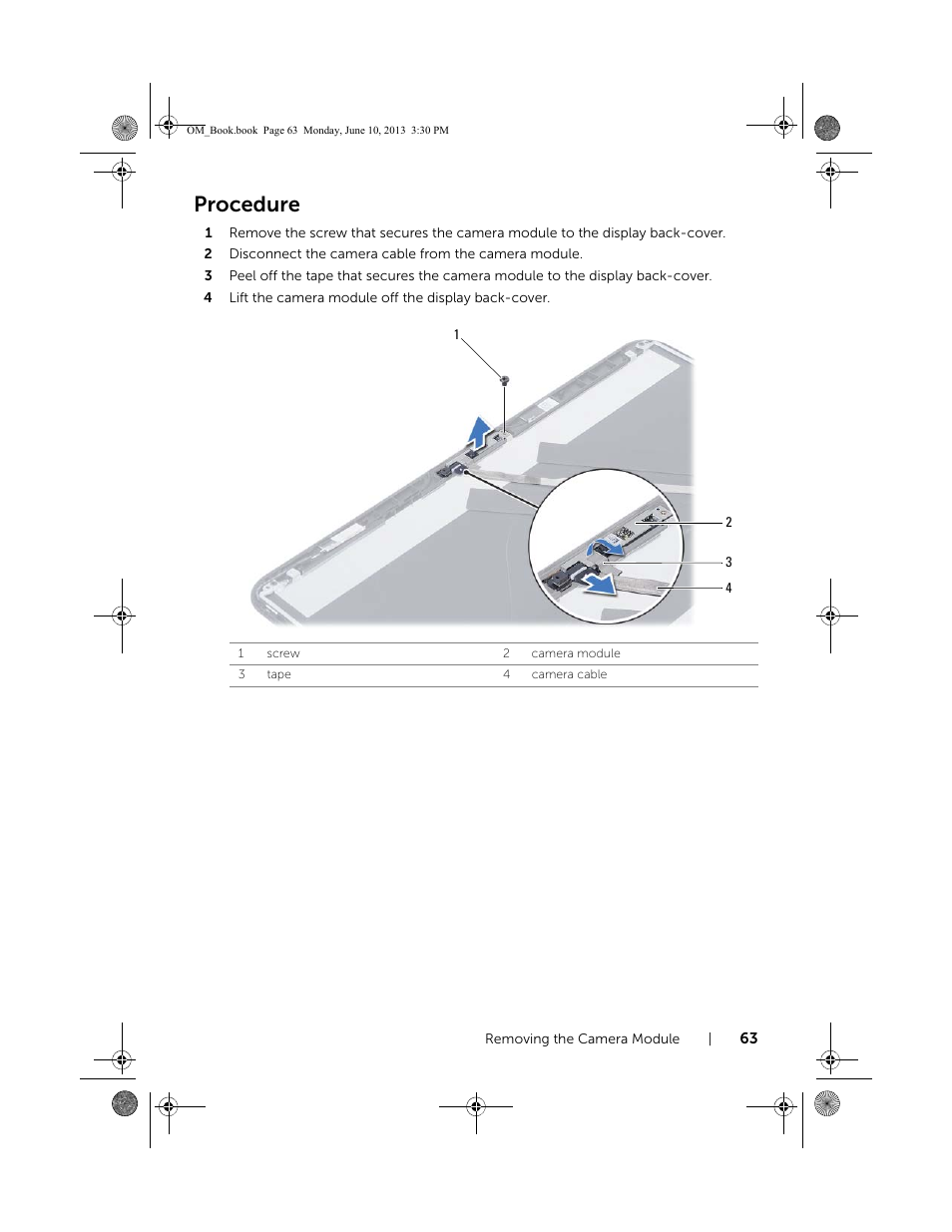 Procedure | Dell Inspiron 15 (3537, Mid 2013) User Manual | Page 63 / 65