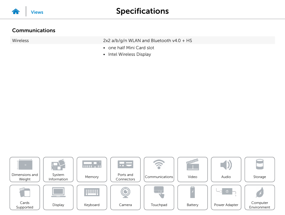Communications, Specifications | Dell XPS 13 (L322X, Early 2013) User Manual | Page 11 / 22