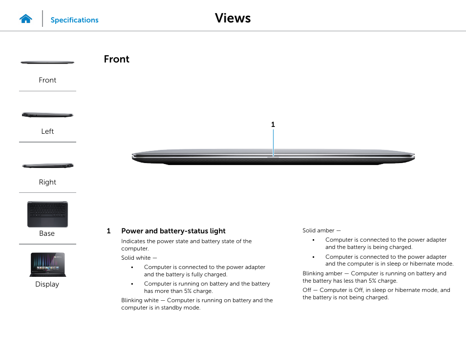 Views, Front | Dell XPS 13 (L322X, Early 2013) User Manual | Page 2 / 22