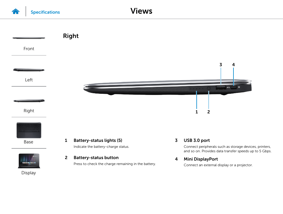 Right, Views | Dell XPS 13 (L322X, Early 2013) User Manual | Page 4 / 22