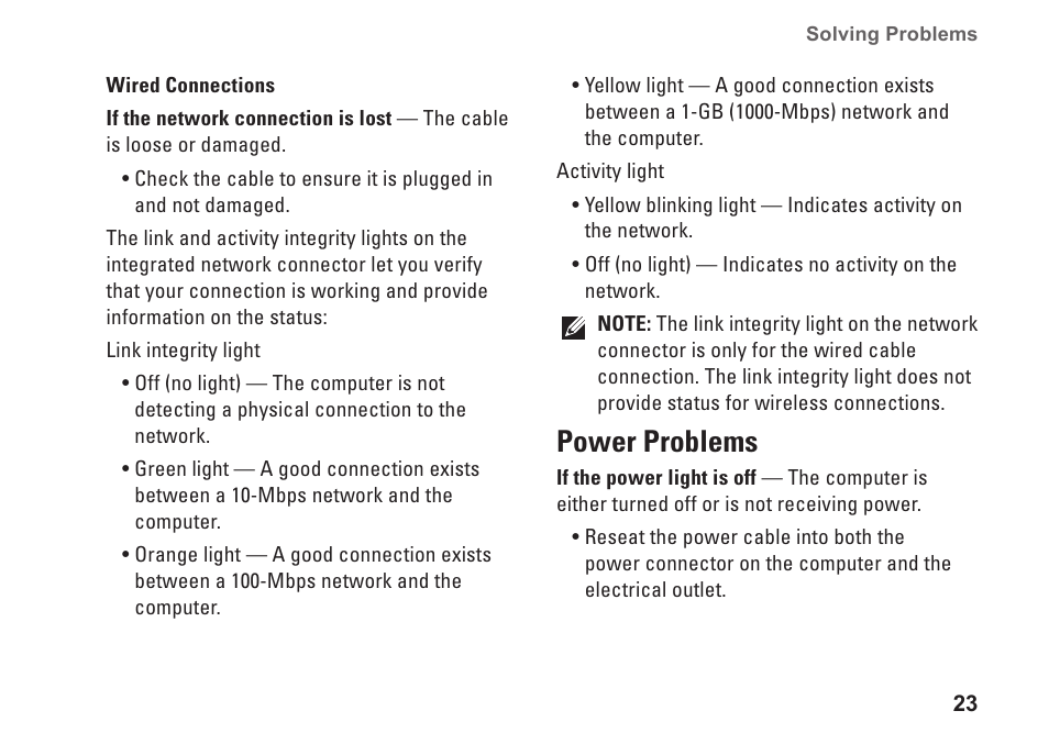 Power problems | Dell XPS 625 (Early 2009) User Manual | Page 25 / 62