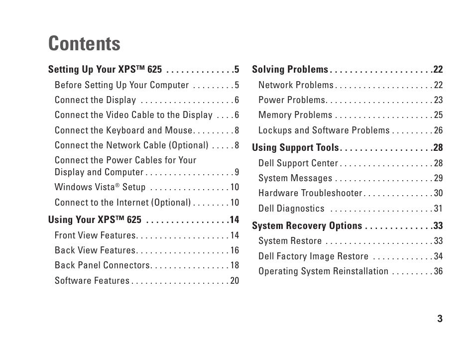 Dell XPS 625 (Early 2009) User Manual | Page 5 / 62