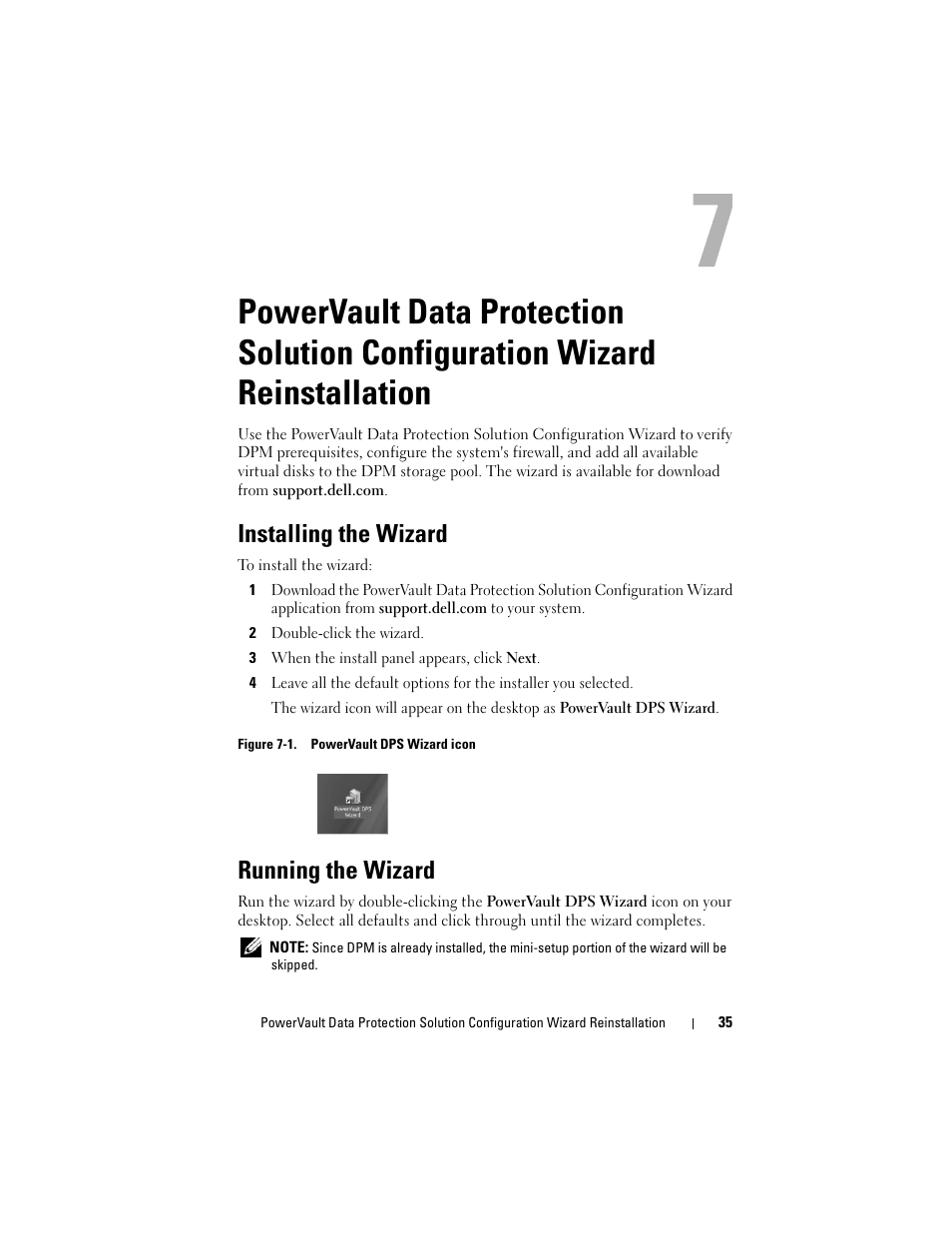 Installing the wizard, Running the wizard | Dell PowerVault DP500 User Manual | Page 35 / 40