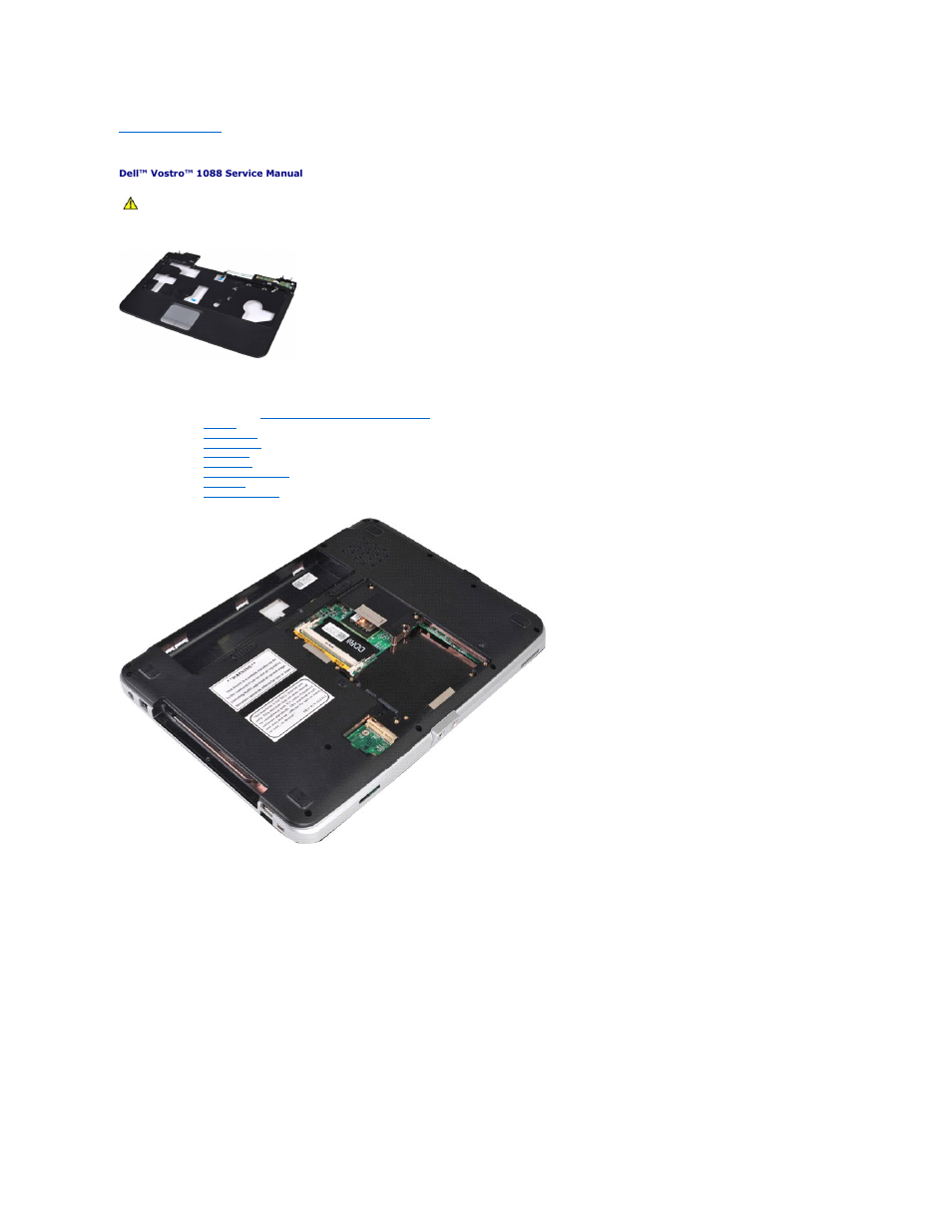 Palm rest, Removing the palm rest | Dell Vostro 1088 (Mid 2009) User Manual | Page 48 / 68