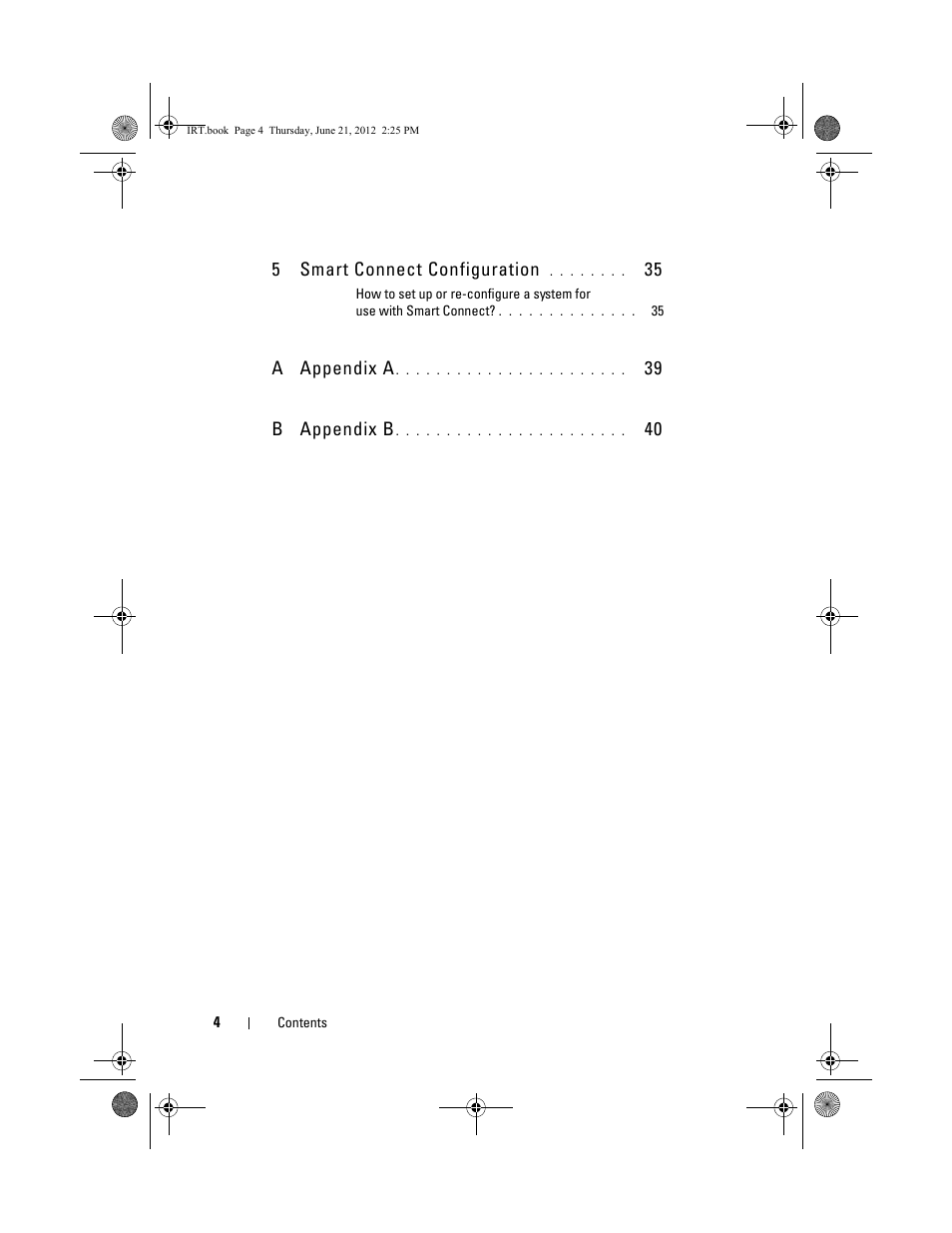 5 smart connect configuration, A appendix a, 39 b appendix b | Dell Latitude E6530 (Mid 2012) User Manual | Page 4 / 40