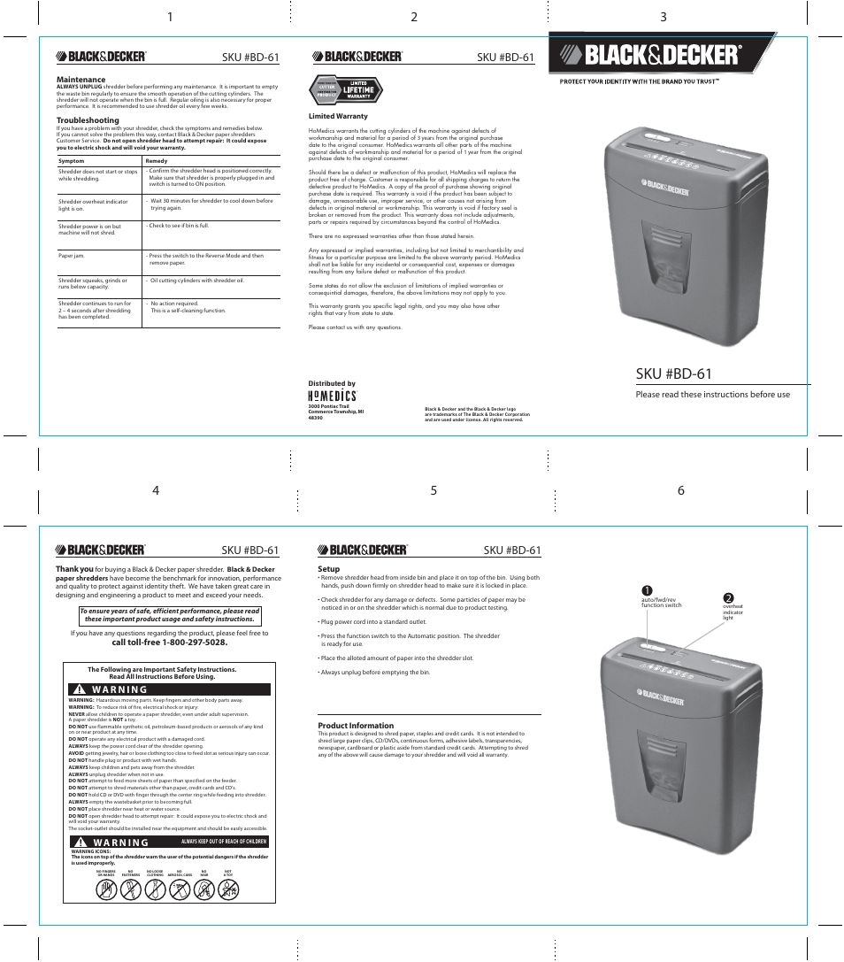 Black & Decker BD-61 User Manual | 1 page