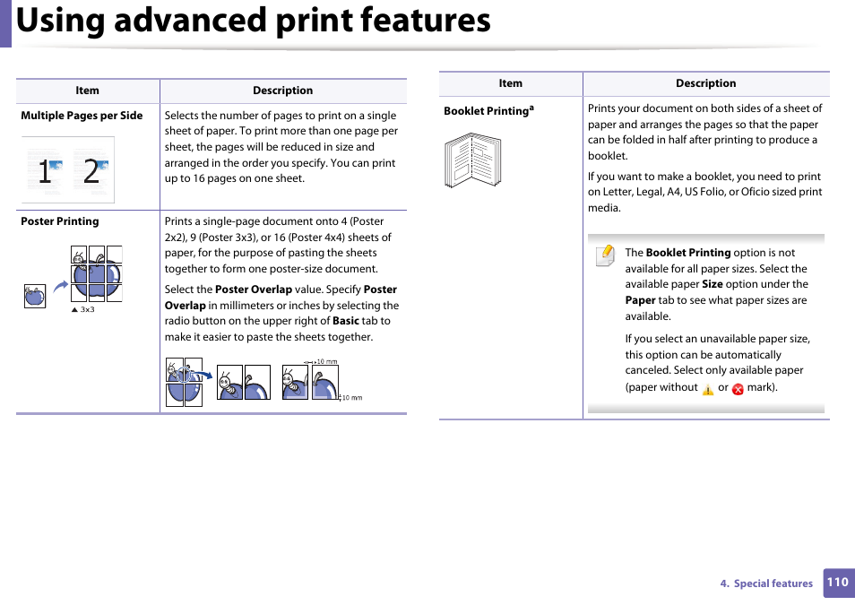 Using advanced print features | Dell B1260dn Laser Printer User Manual | Page 111 / 151